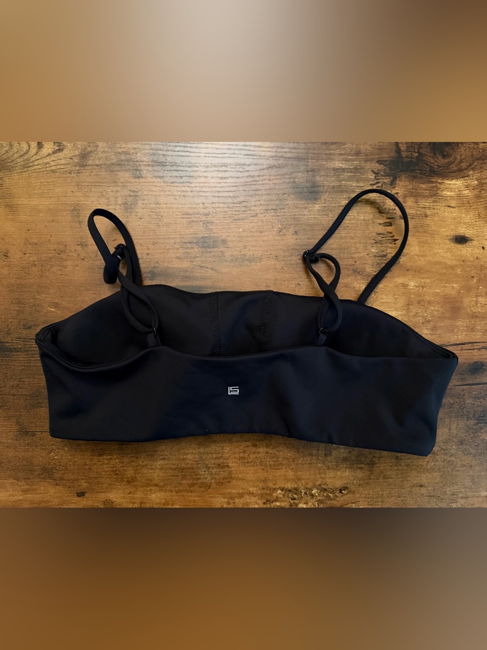 Lanston Sport Black Sports Bra with White Logo